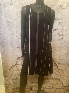 Model France Black Stripe Dress with Pockets